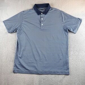 Deolax Performance Polo Shirt Mens XL Blue Geometric Print Wicking Golf